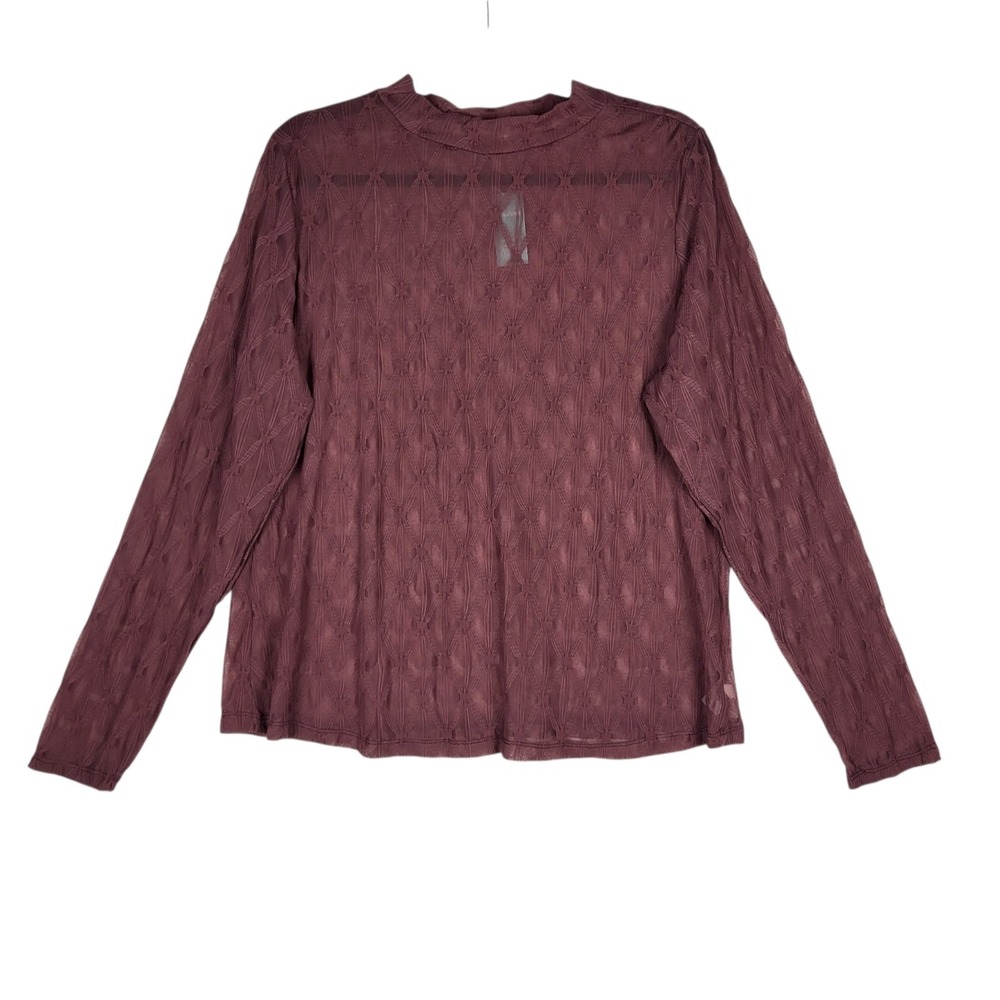 Maurices Mock Neck Lace Top Women's 1X Plum Purple Stretchy Whimsigoth Fairy NWT
